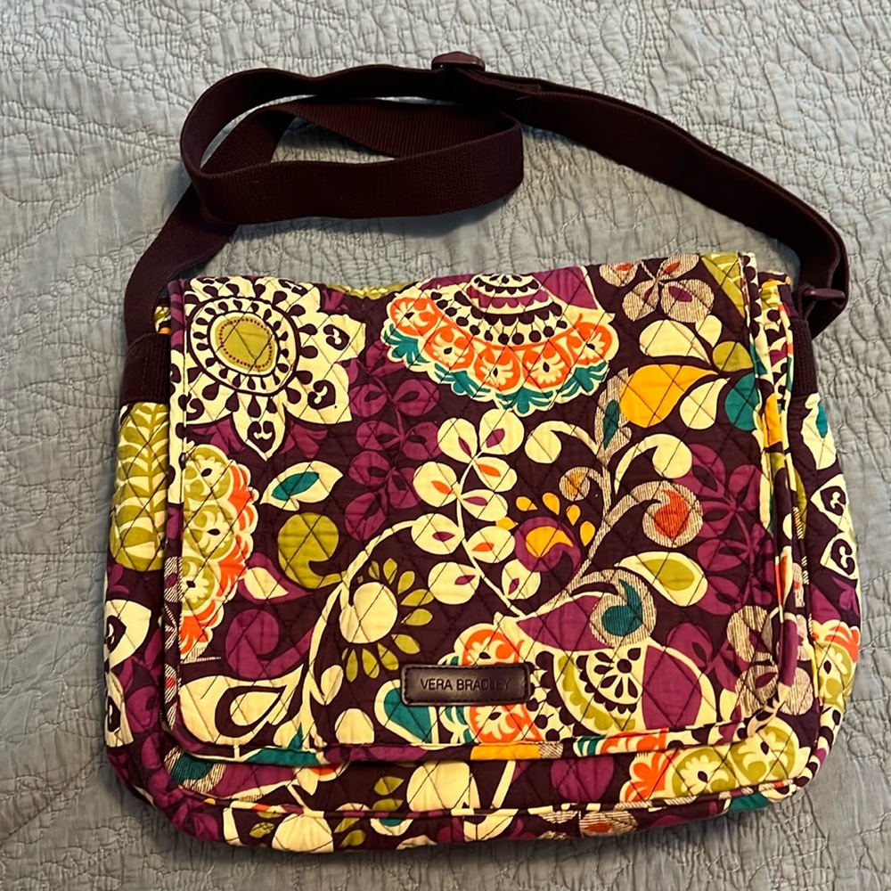 Vera Bradley Messenger Bag in Plum Crazy. Like new condition.